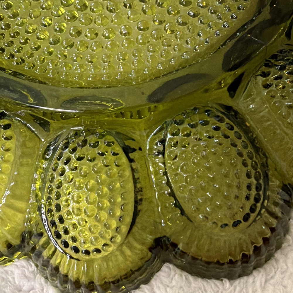 Vtg Indiana Glass Avacado Green Hobnail Deviled 15 Egg Dish Tray Plate 1960'sMCM - Picture 14 of 16